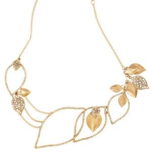 Pavé + Textured Leaves Drama Necklace